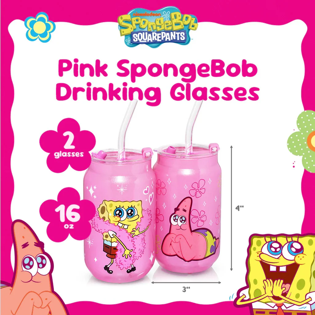 1239-spongebob-squarepants-drinking-glasses-pink-2.webp SpongeBob SquarePants Drinking Glasses - Pink