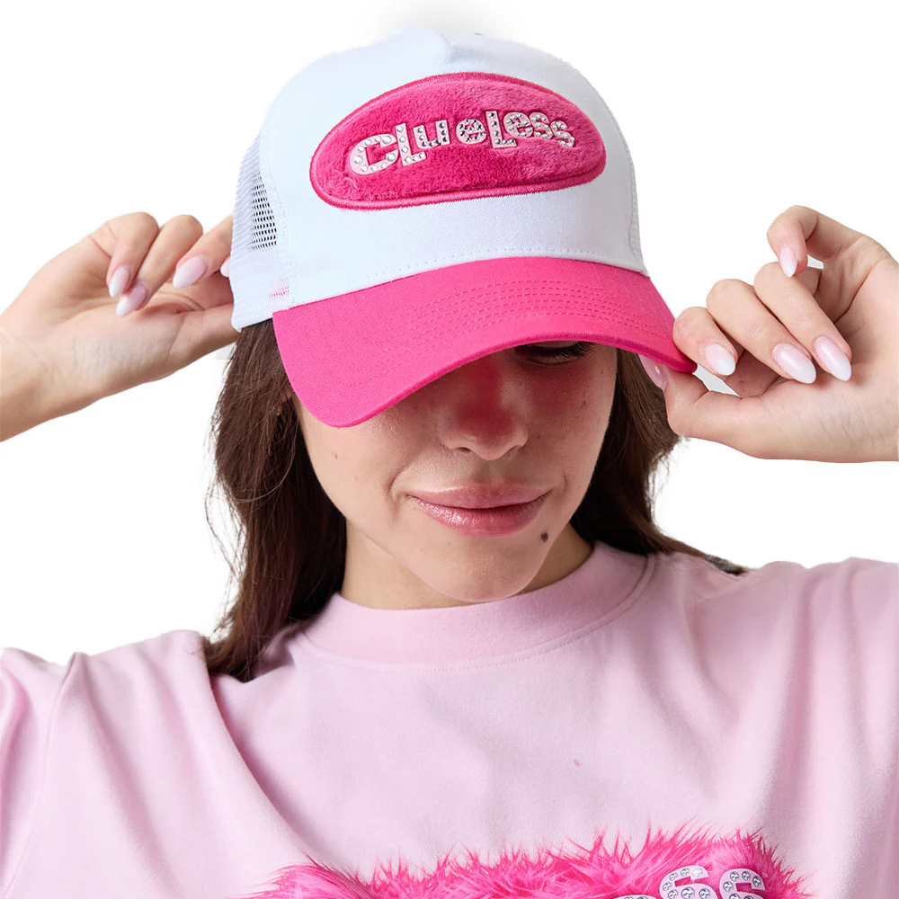 Clueless Jeweled Fuzzy Logo Trucker Hat by Samii Ryan